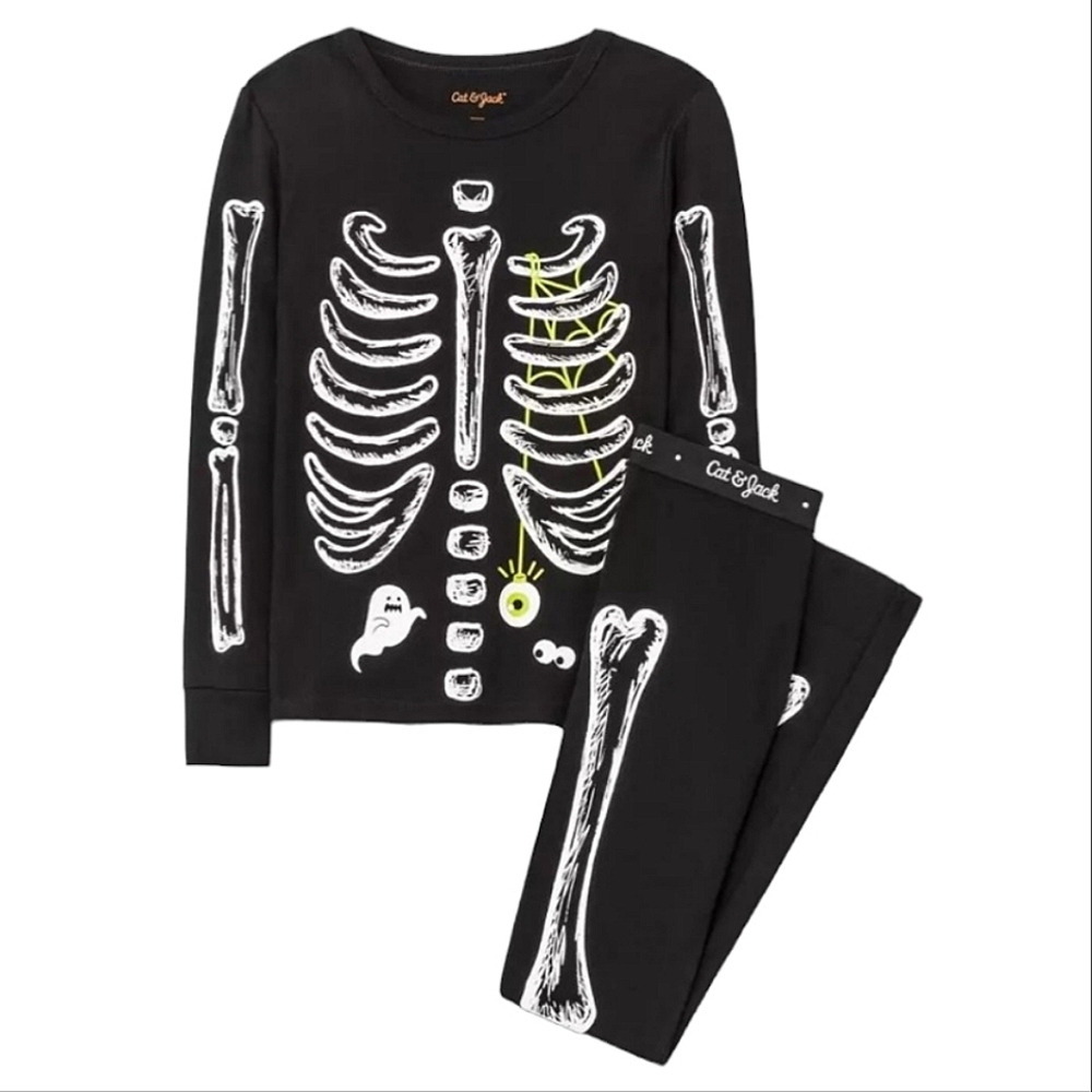 CAT & JACK Skeleton Halloween Costume PJs Glow in the Dark Pajama Set ❎️SOLD❎️ - Picture 2 of 4